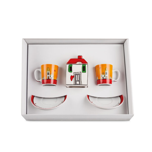 SET 2 TAZZE CAFFE' - ZUCCHERIERA LE CASETTE ROSSA