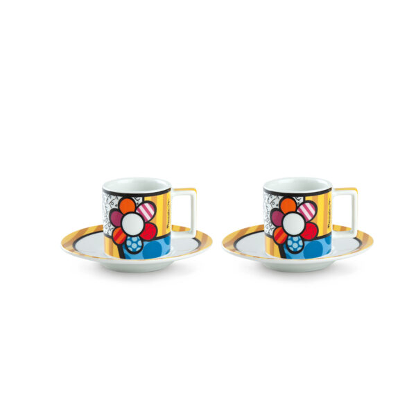 Set 2 tazze da caffè con piattino Britto Fiore
