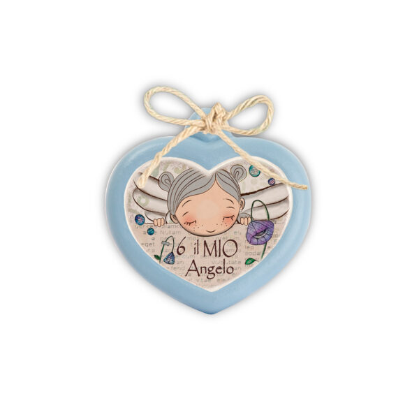 MINI FORMELLA PENSIERI&PAROLE CUORE "ANGELO" 6X7