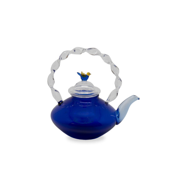 Teiera in vetro borosilicato con filtro in vetro Blu