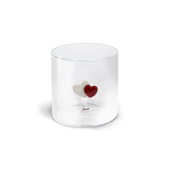 Bicchiere in vetro borosilicato "Cuori"