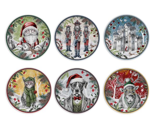 Set 6 piattini dolce "Natale" ⌀19