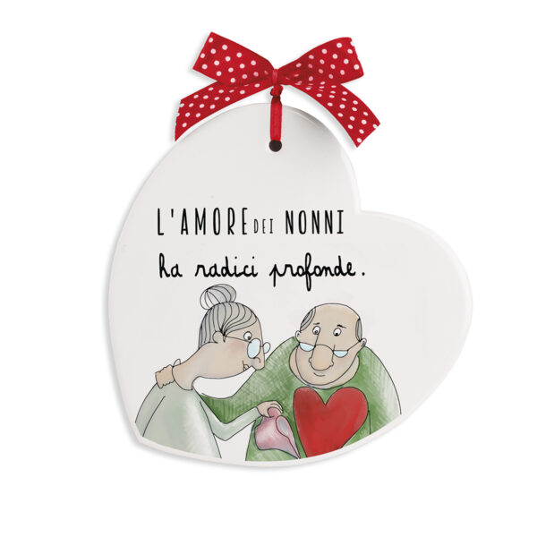 Formella pensieri e parole Cuore "Nonni" 14x14