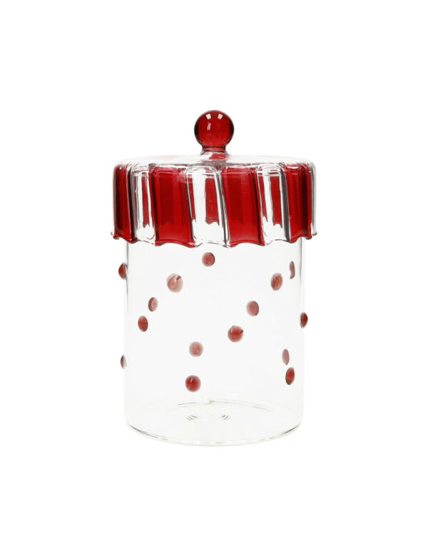 Barattolo Pois Rosso in Vetro Grande
