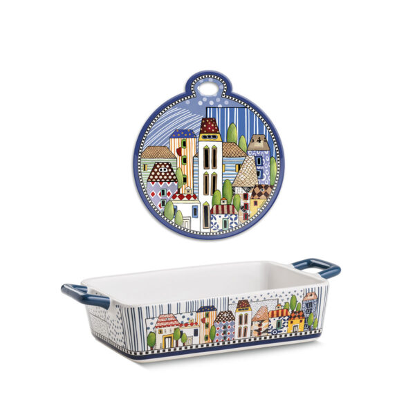 Set Sottopentola+ Pirofila "Paese Mio" Blu
