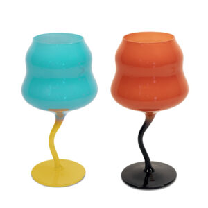 Set 2 calici da cocktail in vetro Azzurro e Rosso